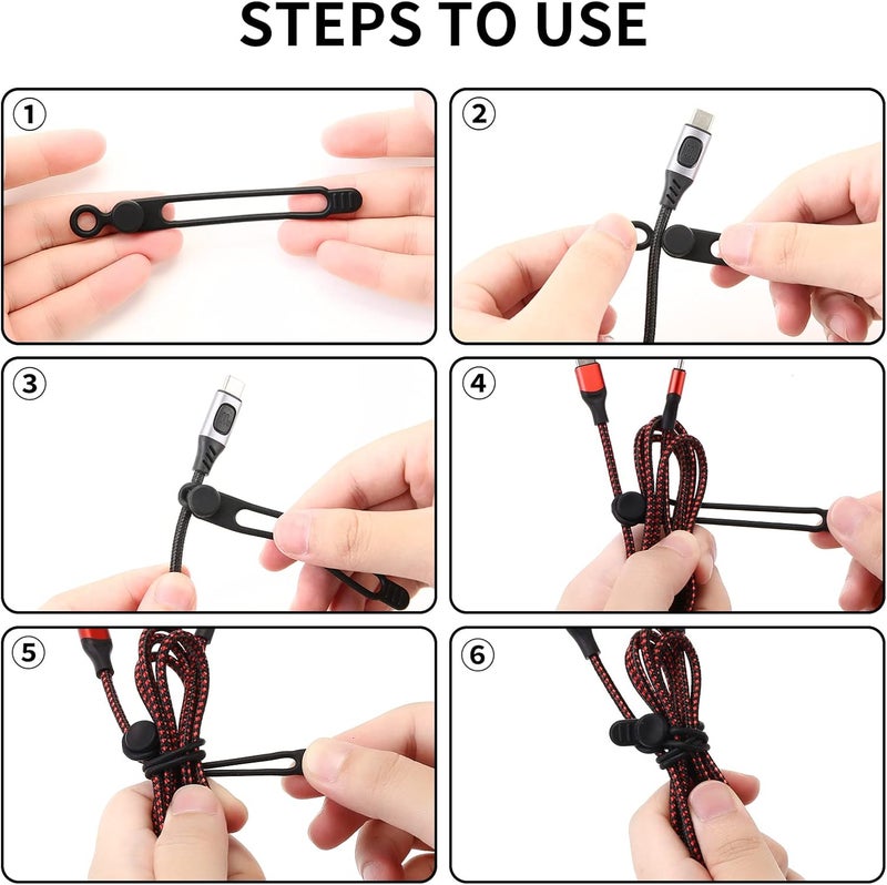 UMUST Silicone Cable Straps,10PCS 7.1"Cord Ties, Reusable Cable Ties，Travel Cord Organizer，Wire Organizer Ties for Kitchen,Home,School,Bundle Storage for Cables Etc（5 Colors） - Image 5